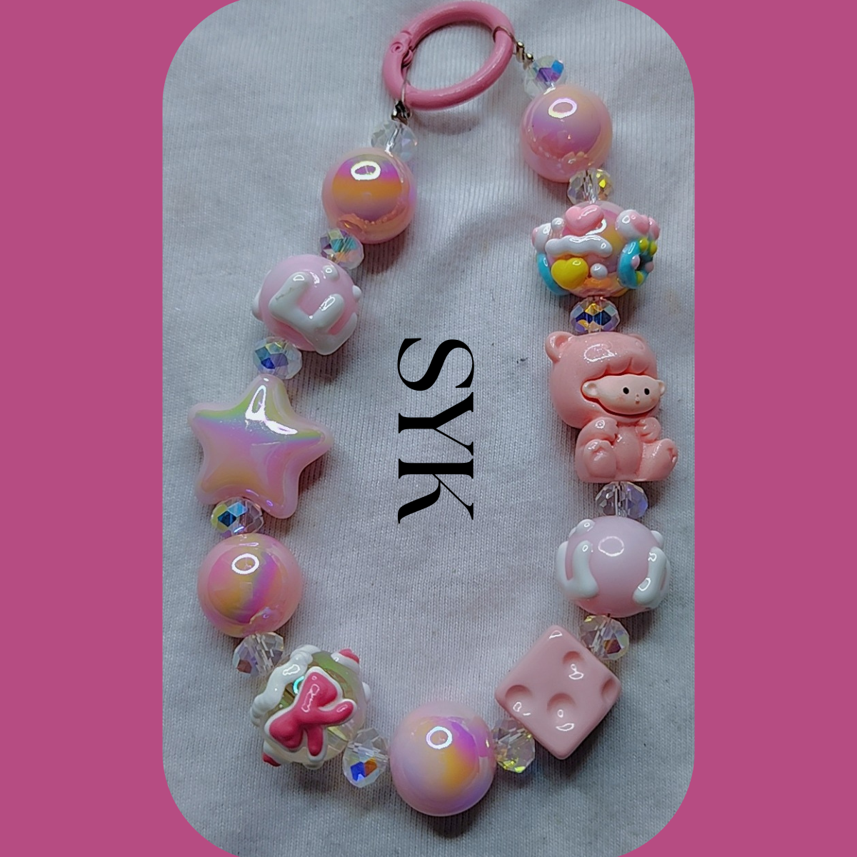 Pink Baby with Star Phone Keychain