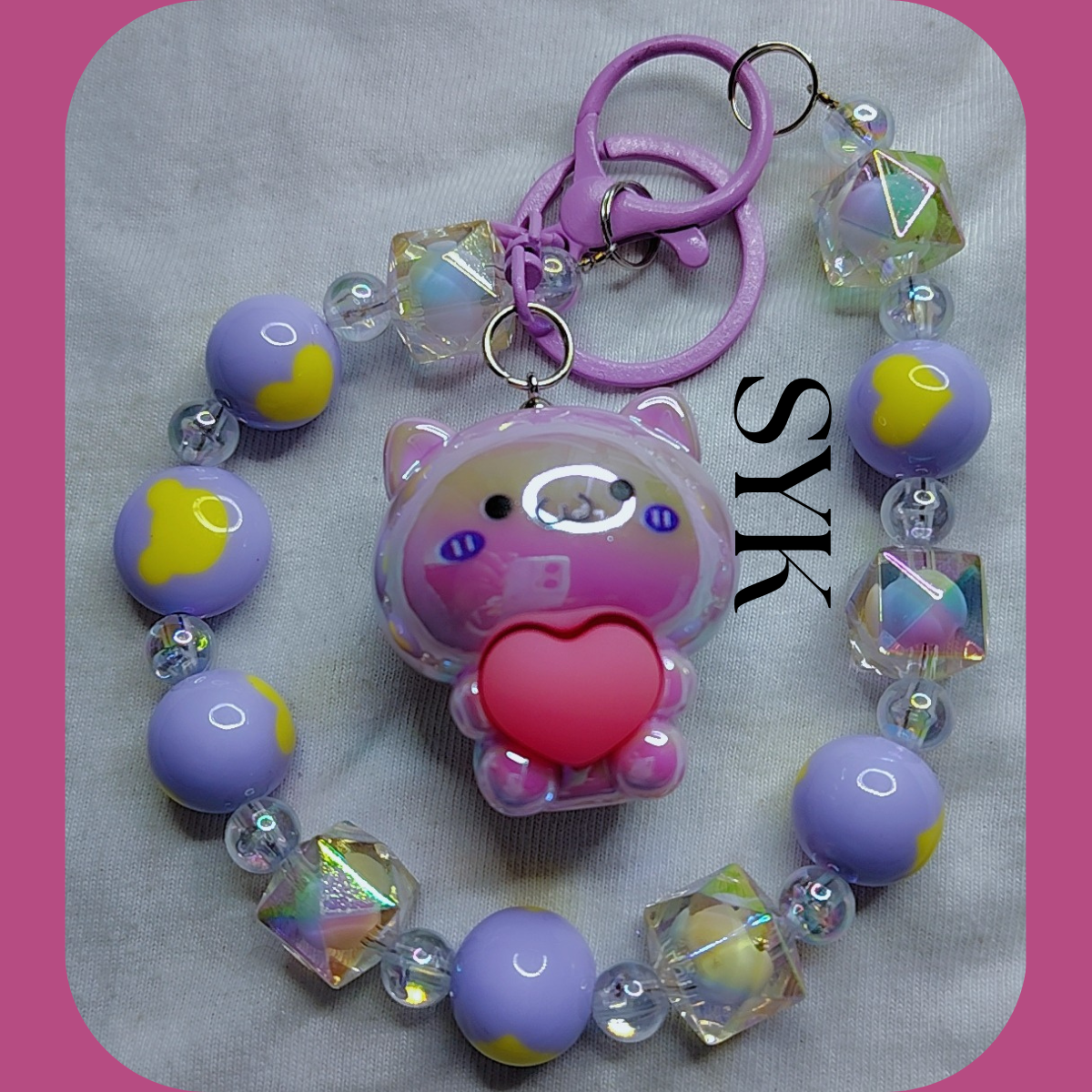 Purple Bear Phone Keychain