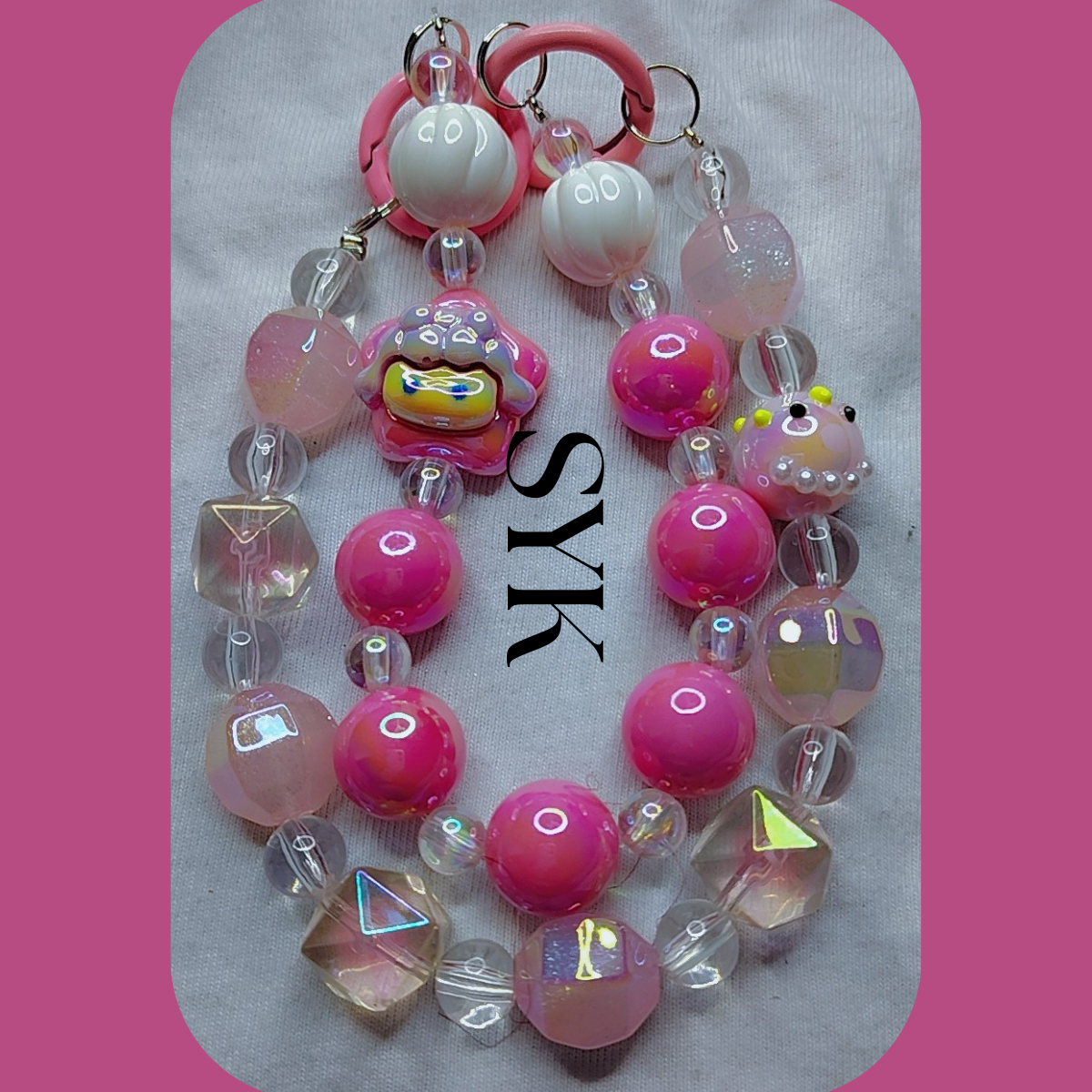 Pink & Clear Pink Crystal Phone Keychain