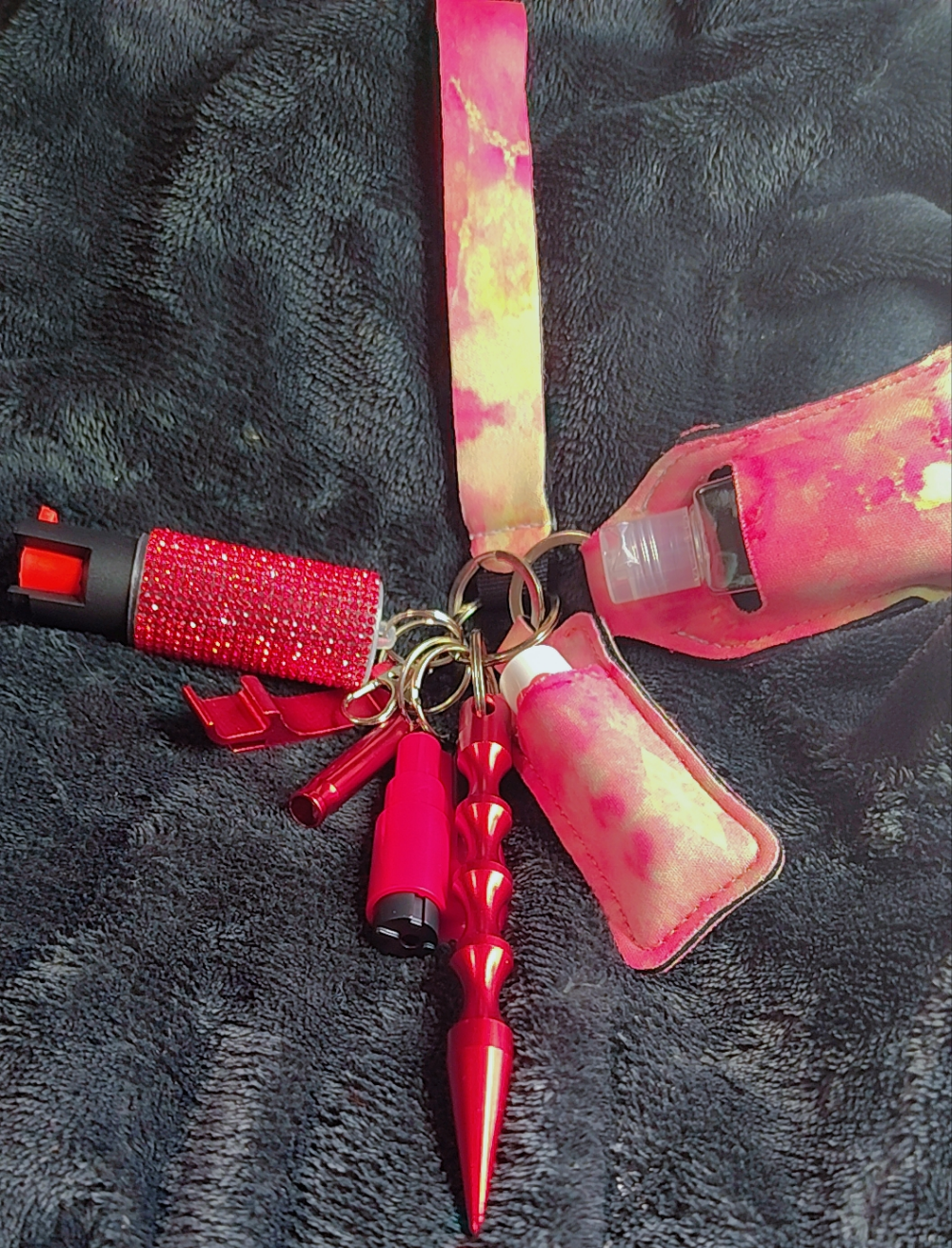 Red Marble Defense Keychain Set