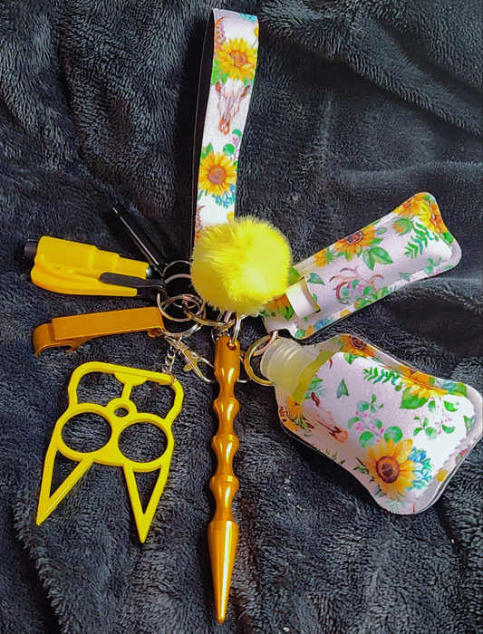 Yellow Flowers Defense Keychain Set