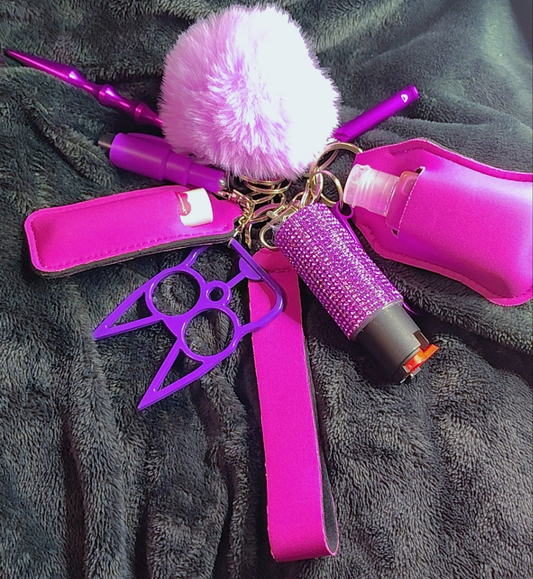 Purple Defense Keychain Set