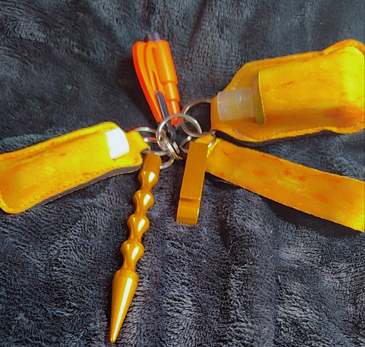 Orange Marble Defense Keychain Set