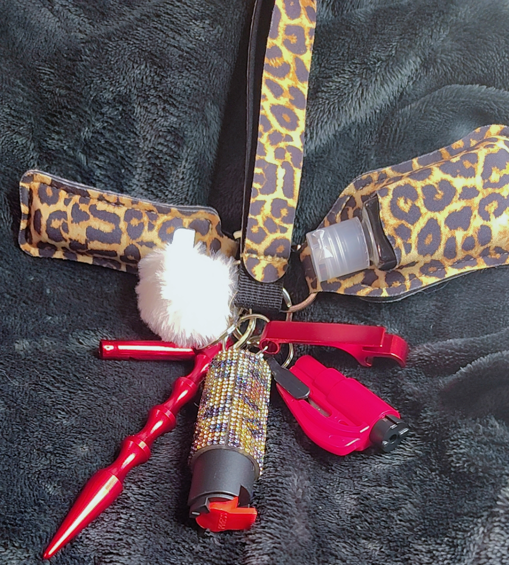 Cheetah Print Defense Keychain Set