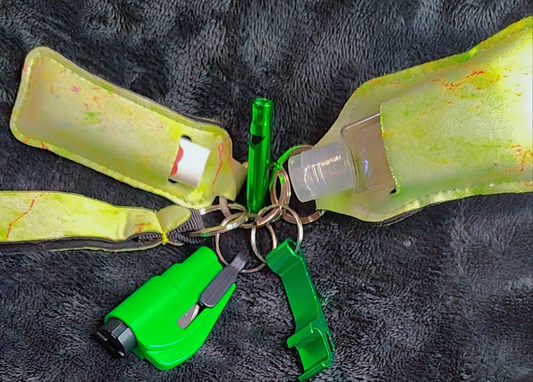 Green Marble Defense Keychain Set