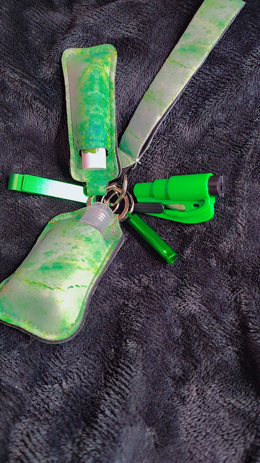 Green Marble Defense Keychain Set